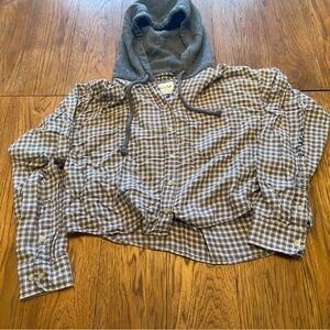 American Eagle Outfitters Gray and White Checkered Hoodie